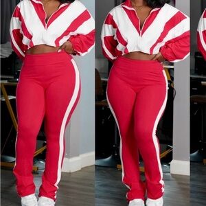 Stylish Red and White Women's Tracksuit